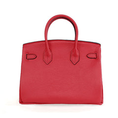 Platinum Lychee Textured Cowhide Handbag