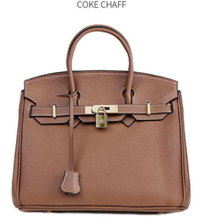 Platinum Lychee Textured Cowhide Handbag