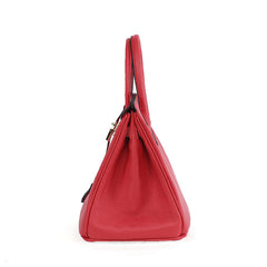 Platinum Lychee Textured Cowhide Handbag