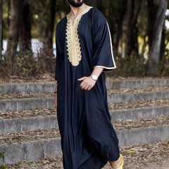 Elegant Men's Black Linen Robe