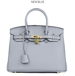 Platinum Lychee Textured Cowhide Handbag