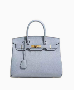 Platinum Lychee Textured Cowhide Handbag