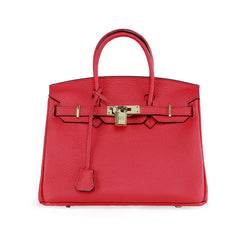 Platinum Lychee Textured Cowhide Handbag