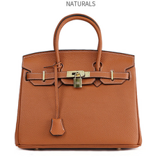Platinum Lychee Textured Cowhide Handbag
