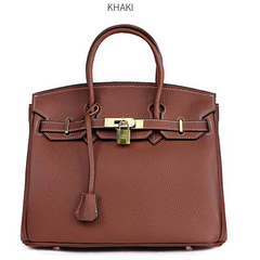Platinum Lychee Textured Cowhide Handbag
